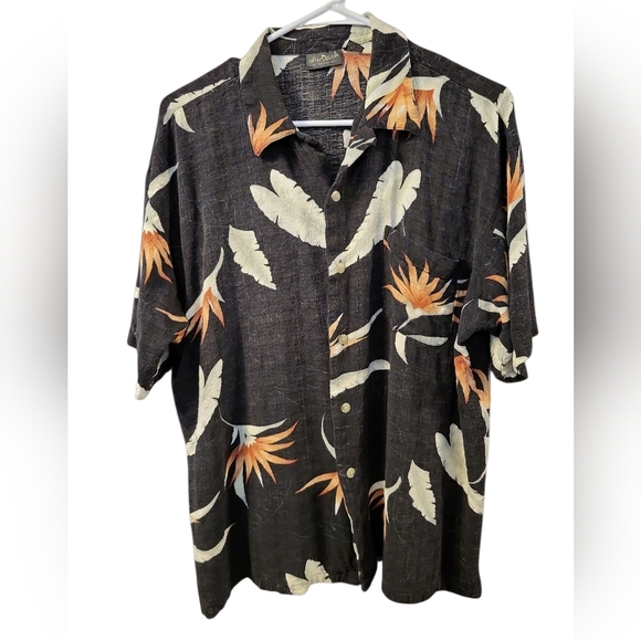 After Dark By Falcon Hawaiian Men's Black Floral Shirt Large - Picture 2 of 10